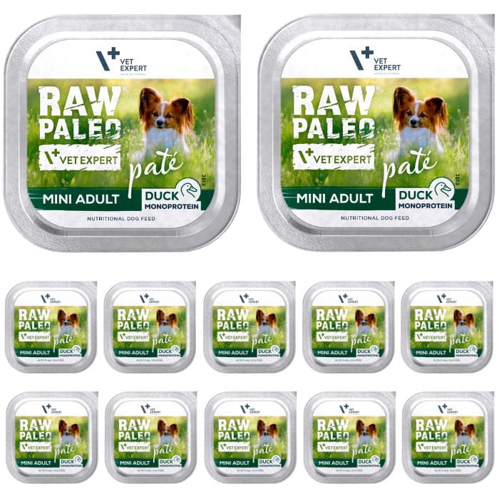 Vet Expert Raw Paleo Mini Adult kaczka pasztet mokra karma monobiałkowa dla psa 12x 150g