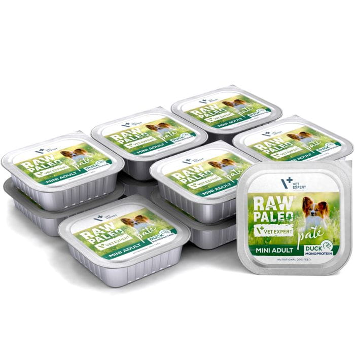 Vet Expert Raw Paleo Mini Adult kaczka pasztet mokra karma monobiałkowa dla psa 12x 150g