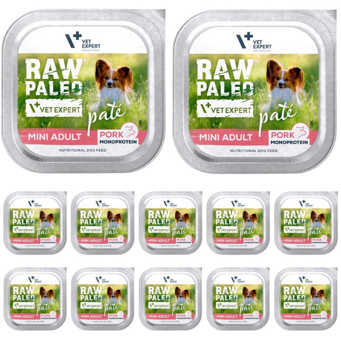 Vet Expert Raw Paleo Mini Adult monobiałkowa mokra karma dla psa wieprzowina 12x 150g