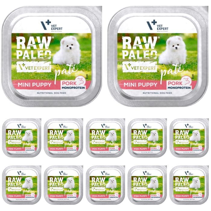 Vet Expert Raw Paleo Mini Puppy monobiałkowa karma dla szczeniąt wieprzowina 12x 150g