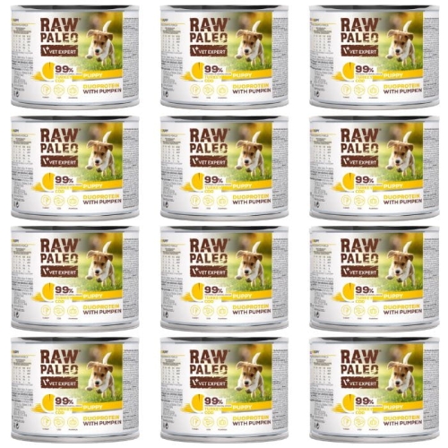 Raw Paleo Puppy Duoprotein 12 x 200g Mokra Karma Dla Szczeniąt Indyk