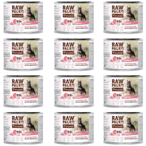 Raw Paleo Adult Duoprotein 12 x 200g Karma Dla Psa Wieprzowina Jagnięcina