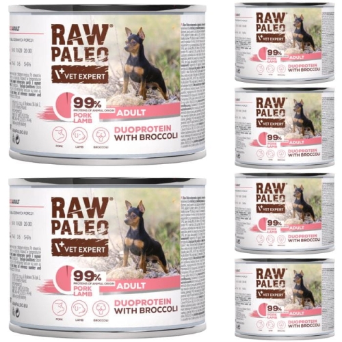 Raw Paleo Adult Duoprotein 6 x 200g Karma Dla Psa Wieprzowina Jagnięcina