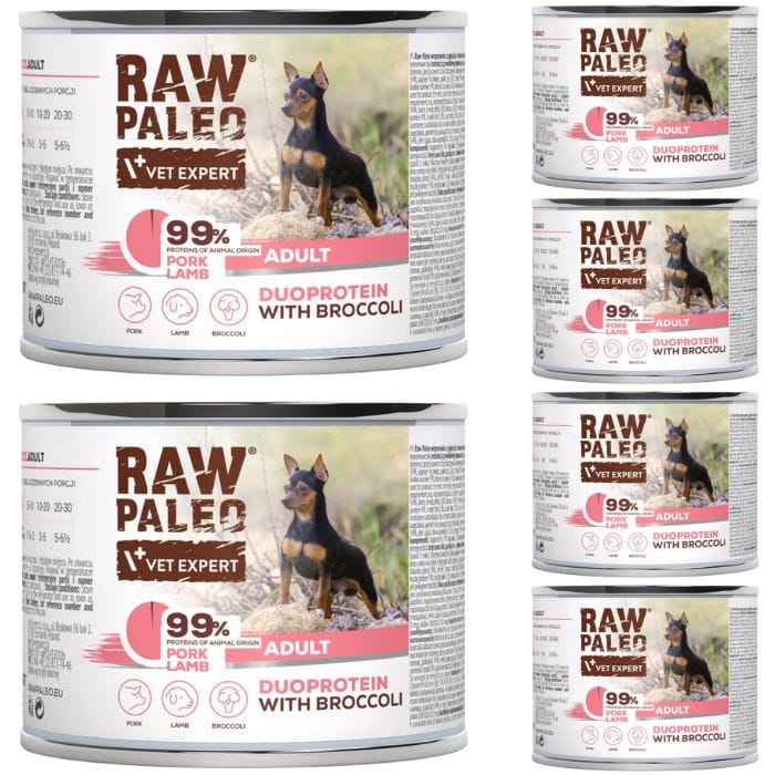 Vet Expert Raw Paleo Adult mokra karma dla dorosłego psa wieprzowina jagnięcina 6x 200g
