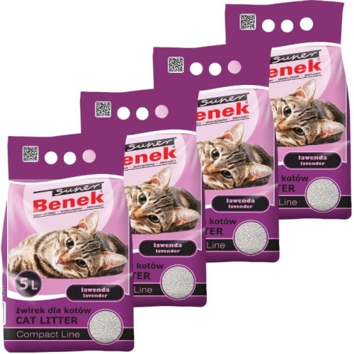 Super Benek COMPACT LAWENDA Żwirek bentonitowy 4 x 5L