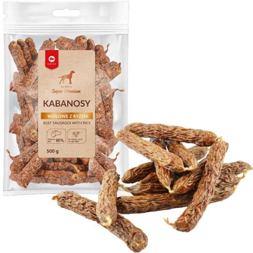 Maced Premium Kabanosy wołowe z ryżem 500g