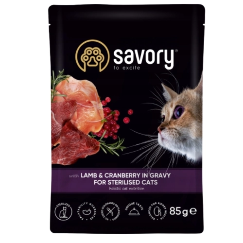 Savory sasz. kot Jagnięcina z żurawiną 85g sos