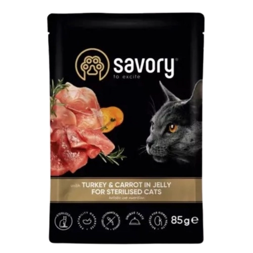 Savory sasz. kot Indyk z marchewką 85g galaretka