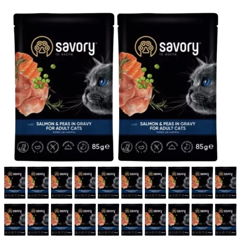 Savory sasz. kot Łosoś z groszkiem 22x85g