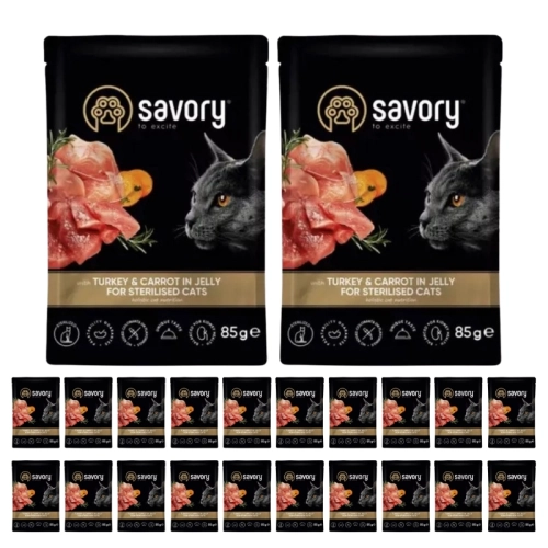 Savory sasz. kot Indyk z marchewką 22x85g 