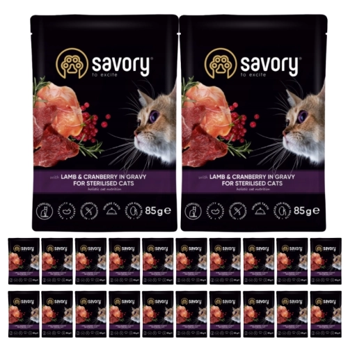 Savory sasz. kot Jagnięcina z żurawiną 22x85g