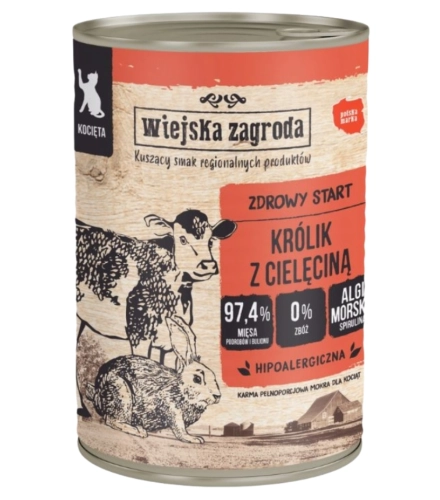 Wiejska Zagroda kocięta 400g królik z cielęciną