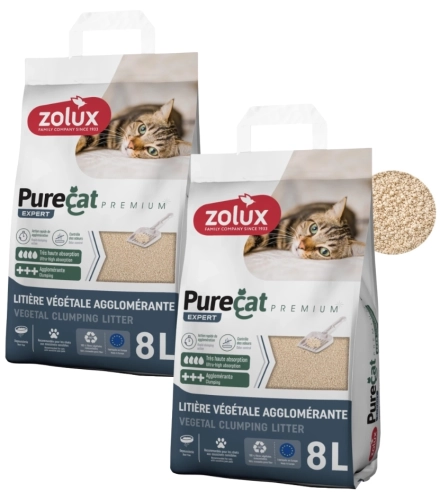 ZOLUX Żwirek roślinny PURECAT PREMIUM 2x8l