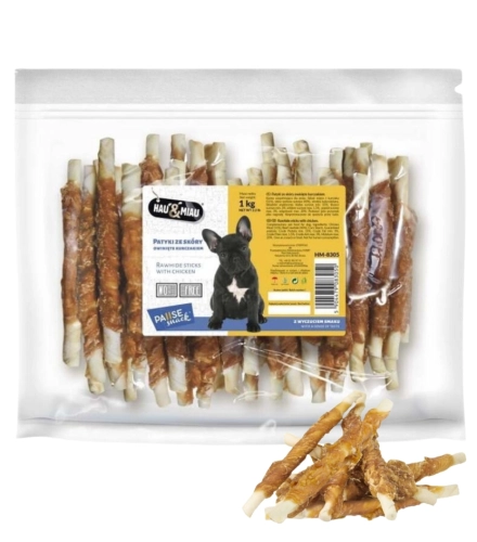 Hau&Miau Patyki ze skóry z kurczakiem 1kg