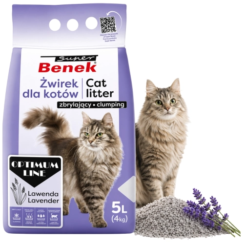Super Benek żwirek OPTIMUM zapachowy lawenda 5l 