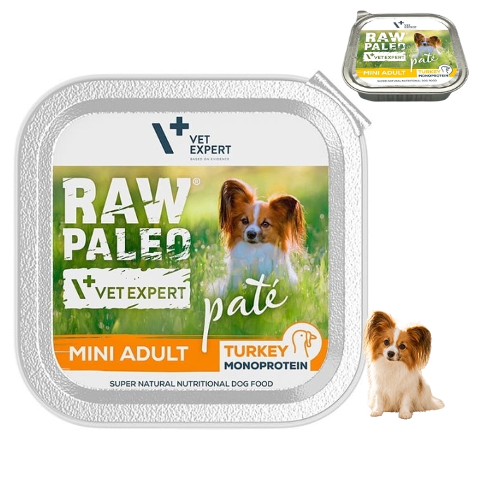 Vet Expert Raw Paleo Mini Adult indyk pasztet mokra karma monobiałkowa dla psa 150g