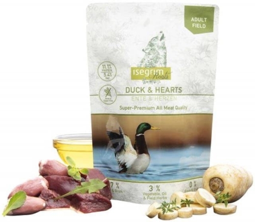 Isegrim Duck Hearts Saszetka 410g Kaczka serca