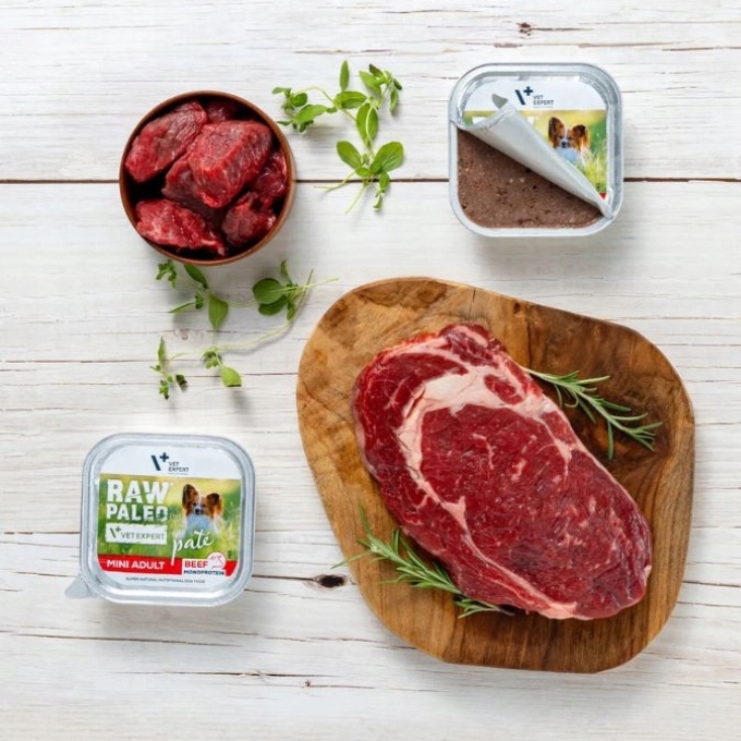Vet Expert Raw Paleo Mini Adult wołowina monobiałkowa mokra karma dla psa 150g