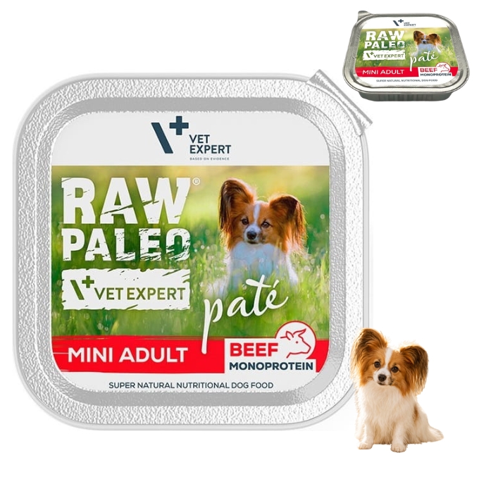 Vet Expert Raw Paleo Mini Adult wołowina monobiałkowa mokra karma dla psa 150g