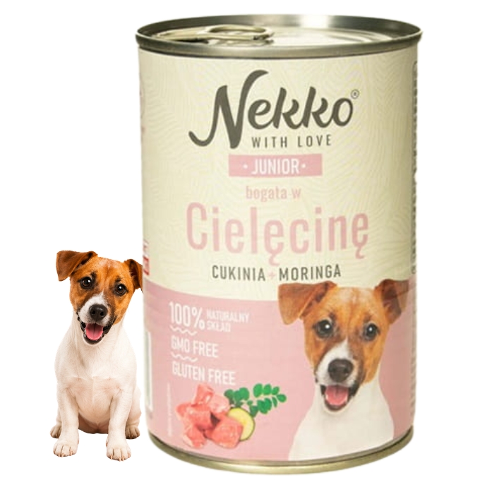 Nekko Junior mokra karma dla szczeniąt cielęcina cukinia moringa 400g