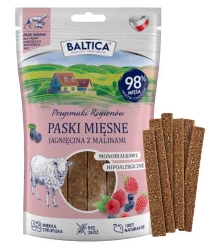 Baltica Przysmak mięsne paski Jagnięcina z malinami 90g