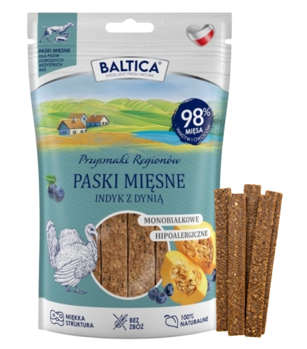 Baltica Przysmak mięsne paski Indyk z Dynią 90g