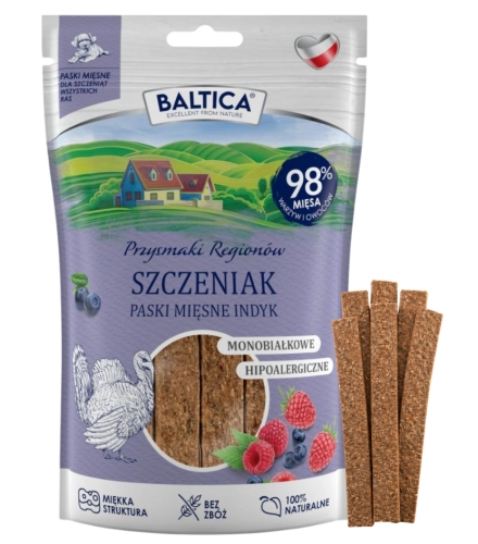 Baltica Przysmak mięsne paski Szczeniak Indyk 90g