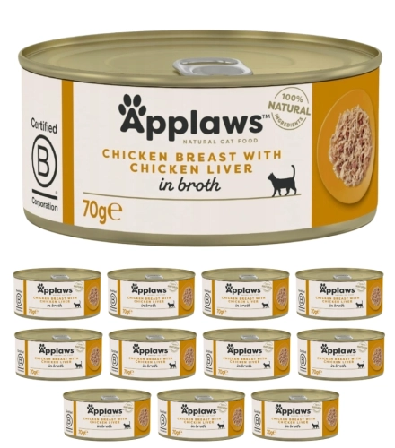 Applaws puszka pierś i wątróbka z kurczaka mokra karma dla kota 12x70g