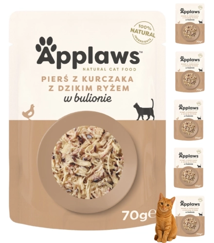Applaws Selection kurczakiem ryż saszetka mokra karma dla kota 6x70g