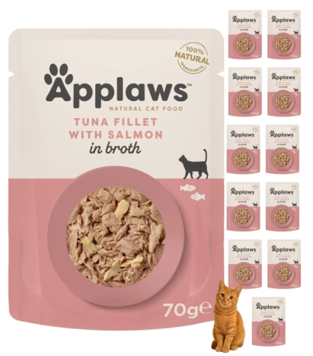 Applaws Kot tuńczyk łosoś w bulionie saszetka mokra karma 12x70g