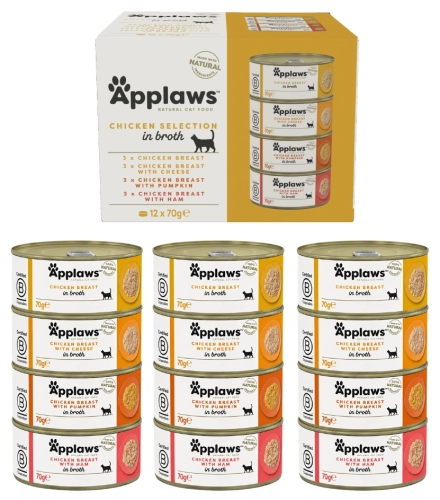 Applaws Kot MULTIPAK mix kurczaka puszka12x70g 