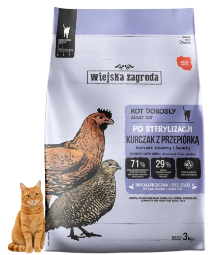 Wiejska Zagroda kot kurczak z przepiórką i probiotykiem 3kg