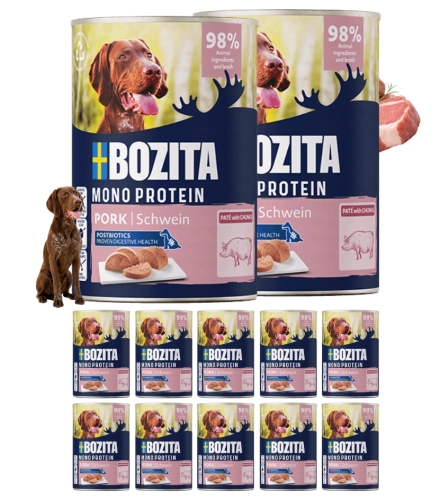 Bozita Mono Protein pasztet wieprzowina mokra karma dla psa puszka 12x400 g