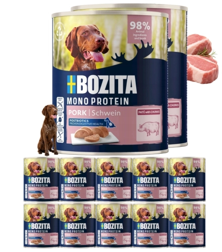 Bozita Mono Protein pasztet wieprzowina mokra karma dla psa puszka 12x800 g