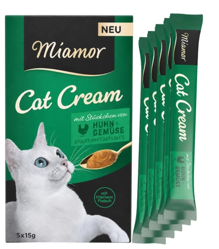 Miamor Cat Cream pasta kurczak warzywa dla kota błonnik trawienie 5x15 g