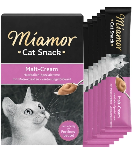 Miamor Malt Cream pasta odkłaczająca dla kota słód kule włosowe 6x15 g