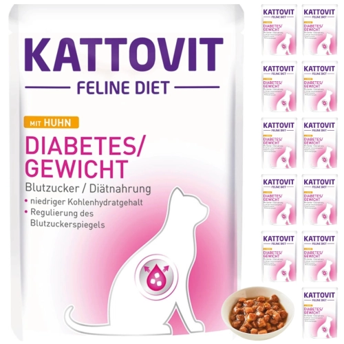 Kattovit Diabetes mokra karma dietetyczna dla kota kurczak saszetka 12x85 g