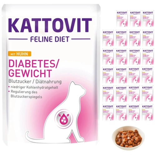 Kattovit Diabetes mokra karma dietetyczna dla kota kurczak saszetka 24x85 g