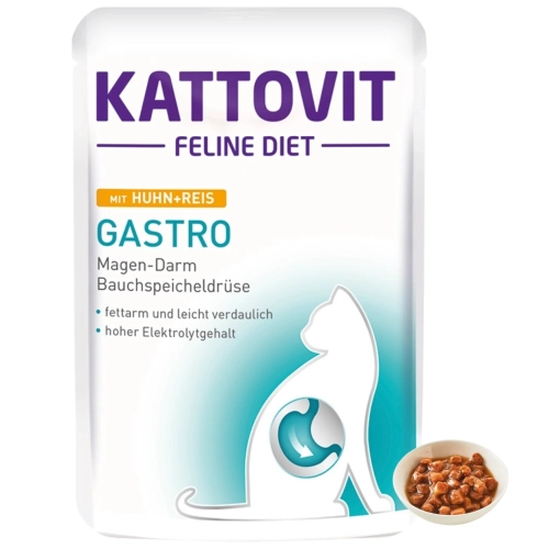 Kattovit Gastro mokra karma dietetyczna dla kota kurczak ryż saszetka 85 g