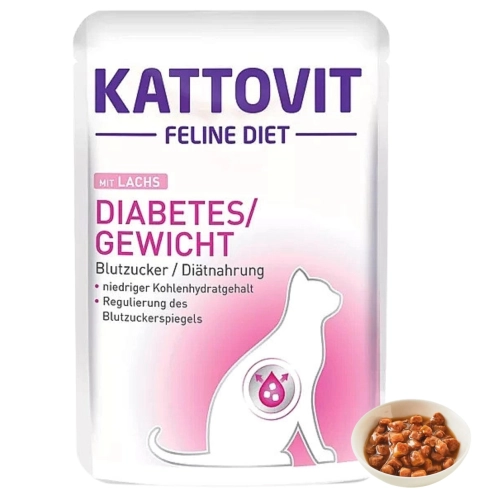 Kattovit Diabetes mokra karma dietetyczna dla kota łosoś saszetka 85 g