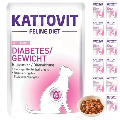 Kattovit Diabetes mokra karma dietetyczna dla kota łosoś saszetka 12x85 g