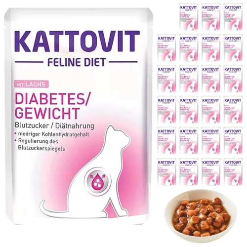 Kattovit Diabetes mokra karma dietetyczna dla kota łosoś saszetka 24x85 g