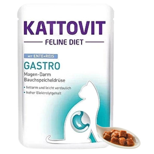 Kattovit Gastro mokra karma dietetyczna dla kota kaczka ryż saszetka 85 g