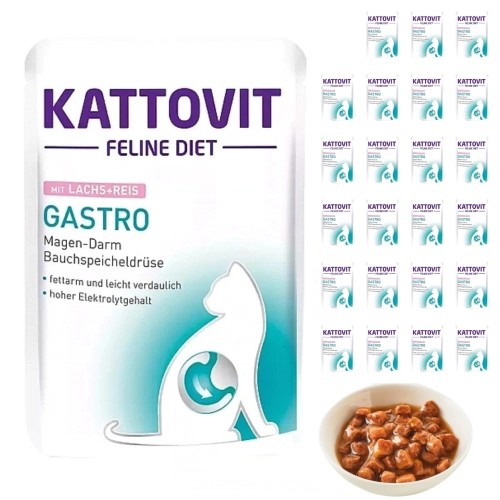 Kattovit Gastro mokra karma dietetyczna dla kota łosoś ryż saszetka 24x85 g