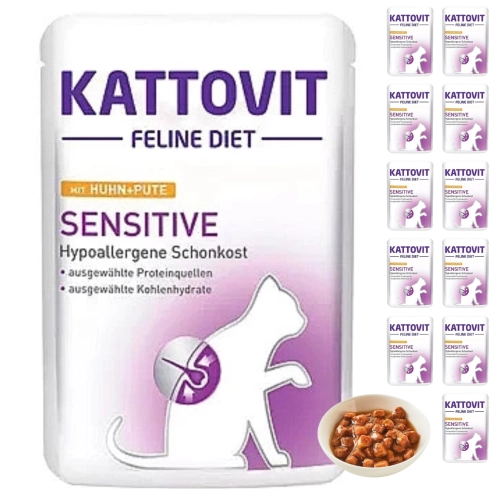 Kattovit Sensitive karma dietetyczna dla kota kurczak indyk saszetka 12x85 g