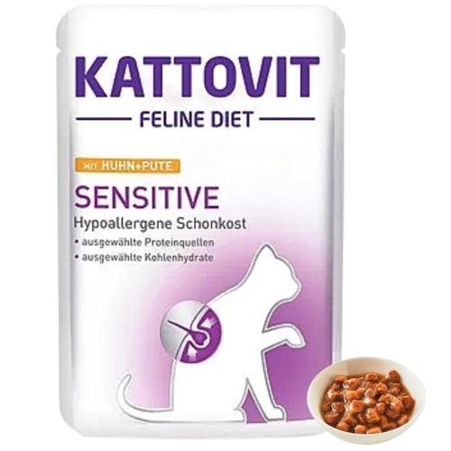 Kattovit Sensitive karma dietetyczna dla kota kurczak indyk saszetka 85 g
