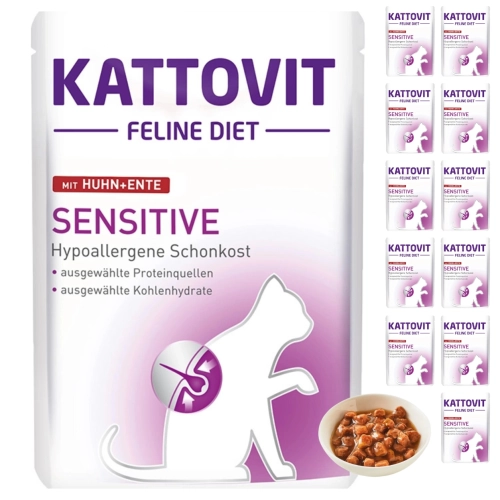 Kattovit Sensitive karma dietetyczna dla kota kurczak kaczka saszetka 12x85 g