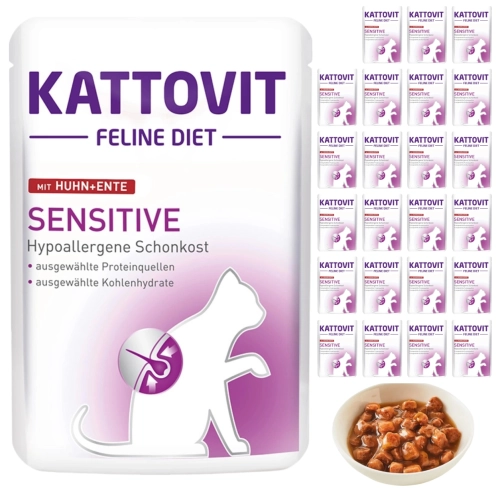 Kattovit Sensitive karma dietetyczna dla kota kurczak kaczka saszetka 24x85 g