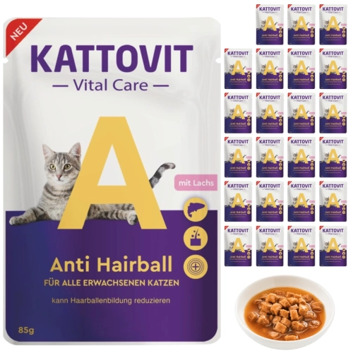 Kattovit Vital Care Anti Hairball karma dla kota łosoś odkłaczająca 24x85g