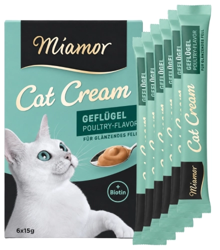 Miamor Cat Cream pasta drób dla kota biotyna sierść przekąska 6x15 g